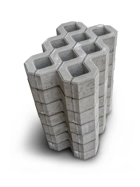 Stos Bloków Betonowych Nawierzchni Białym Tle — Zdjęcie stockowe
