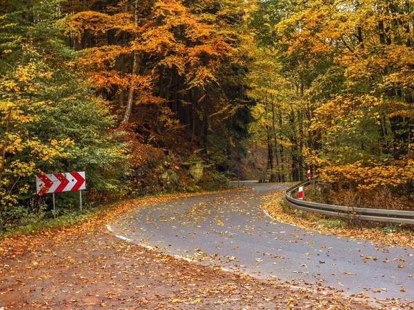 Malebná Tzv Set Křivek Road Národním Parku Stolové Hory Podzimním — Stock fotografie