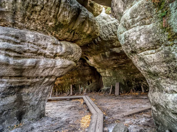 Labyrinthe Grès Errant Rocks Dans Parc National Montagne Table Pologne — Photo