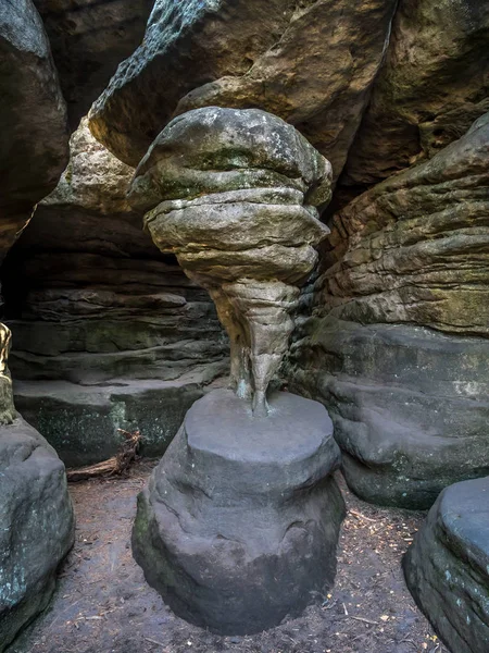 Stóp Tzw Kurze Błędnych Skałach Table Mountain National Park Polska — Zdjęcie stockowe