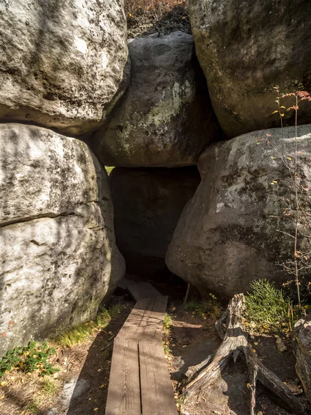 Labyrinthe Grès Errant Rocks Dans Parc National Montagne Table Pologne — Photo