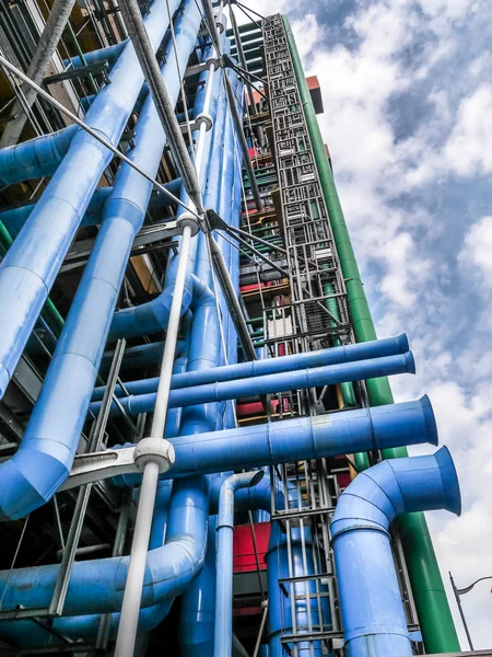 Tubo Metallico Colorato Esterno Del Centre Georges Pompidou Parigi Francia — Foto Stock