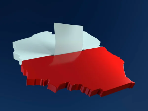 Render Ballot Box Shape Poland Borderline National White Red Flag — Stock Photo, Image