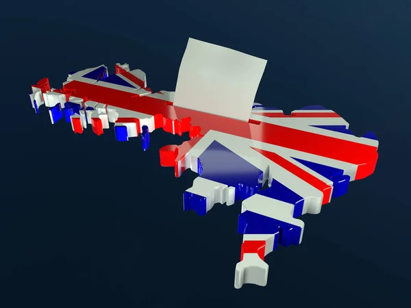 Representación Urna Forma Contorno Gran Bretaña Superpuesta Con Bandera Nacional — Foto de Stock