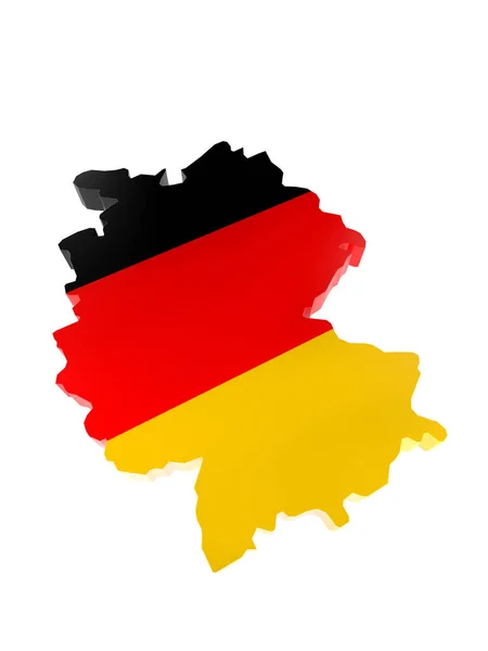 Rendering Der Deutschen Grenze Mit Nationalflaggenfarben Auf Weißem Hintergrund — Stockfoto