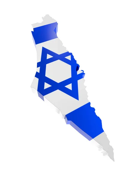 Rendering Israele Borderline Con Colori Della Bandiera Nazionale Sfondo Bianco — Foto Stock
