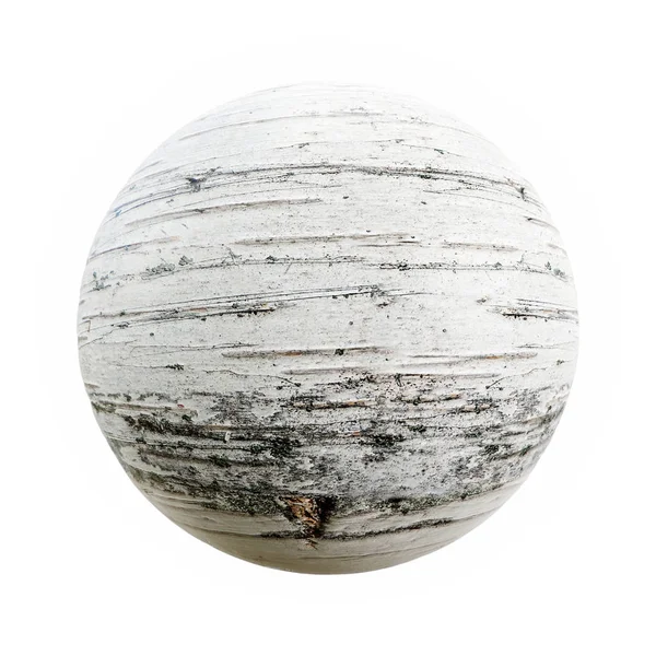 Rendering Sfera Con Superficie Corteccia Betulla Bianco — Foto Stock