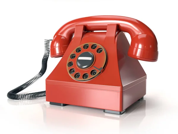 Set Teléfono Vintage Rojo Sobre Fondo Blanco — Foto de Stock