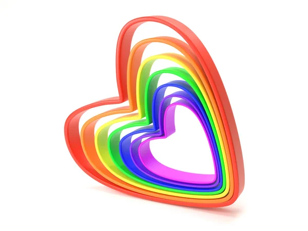 Representación Corazones Siete Colores Arco Iris Blanco —  Fotos de Stock