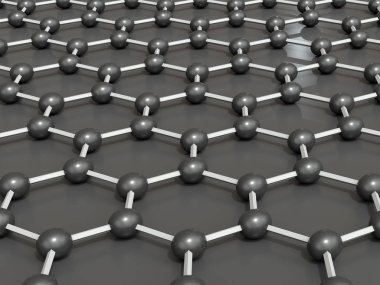 Grafin moleküler yapısı - altıgen geometrik form 3D render 