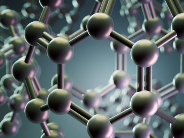 Küresel fullerane moleküllerinin 3D render