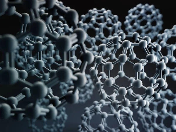 Τρισδιάστατη Απεικόνιση Του Fullerane Σφαιρικά Μόρια — Φωτογραφία Αρχείου