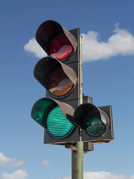 Traffic Lights Green Light Blue Sky — Stock Photo, Image