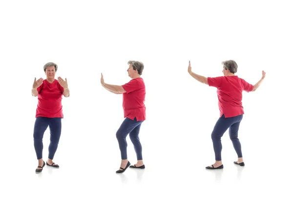 Tai chi forms performed by older woman — Stock Photo, Image