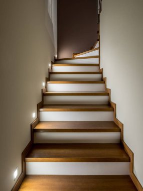 Wooden staircase illuminated clipart