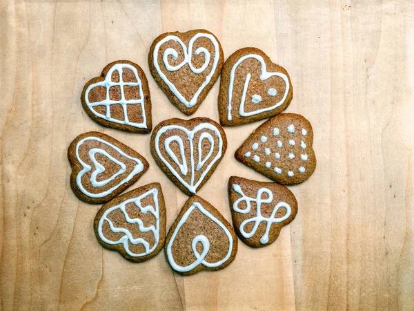 Christmas gingerbread heart-shaped cookies — Stock Photo, Image