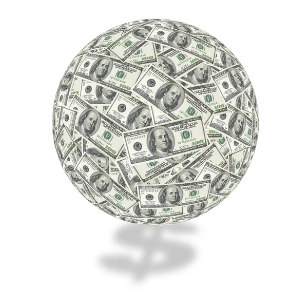 100 dollar Bill Globe — Stockfoto