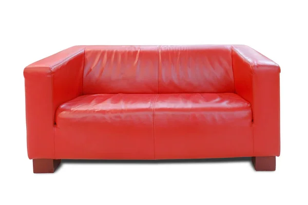 Rotes Ledersofa — Stockfoto