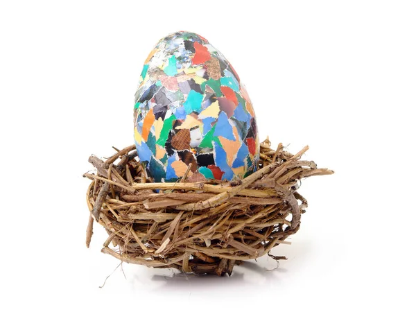Giant easter egg in nest — Stock Photo, Image