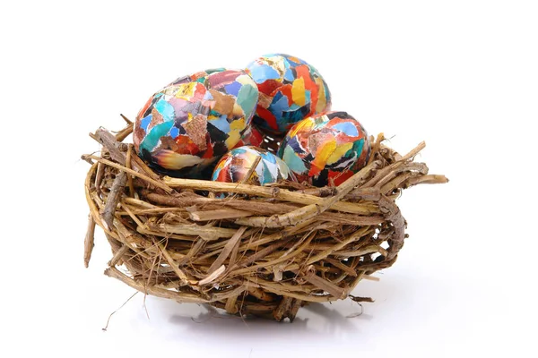 Collage Eier im Nest — Stockfoto