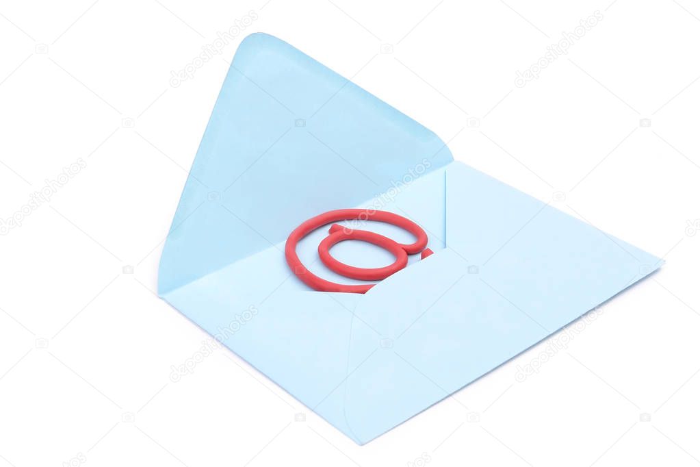 At sign in blue envelope