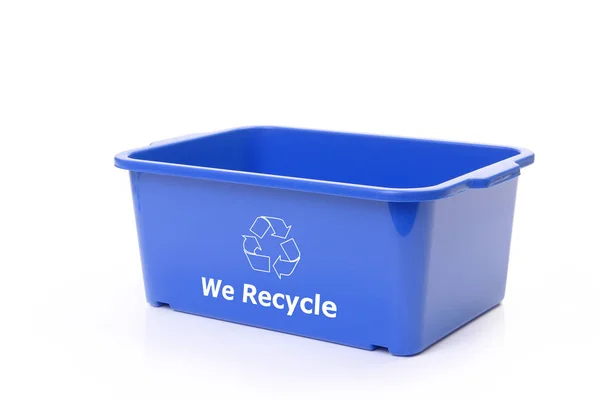 Blue plastic disposal bin — Stock Photo, Image