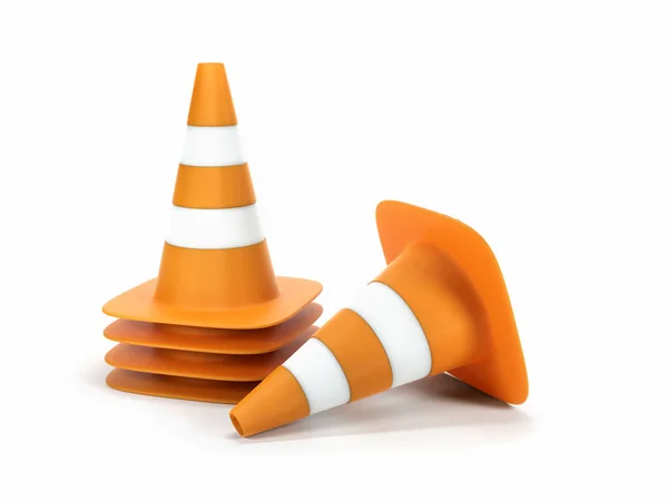 Conjunto de cones rodoviários Fotografia De Stock