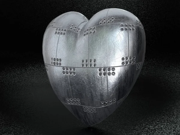 Metal bepansrade hjärta Royaltyfria Stockbilder