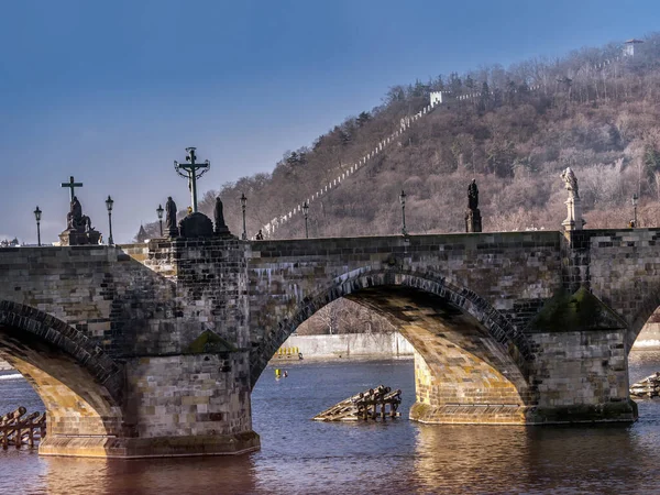 Charles Bridge Vltava River Prague Czech Republic — стокове фото