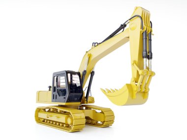 Beyaz arkaplanda tellow sürüngen kazıcısının 3B görüntülemesi