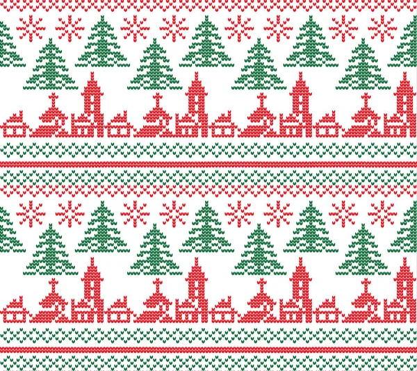 Navidad Año Nuevo invierno sin costuras patrón de píxeles noruegos festivos - Estilo escandinavo — Vector de stock