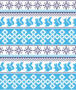 Yılbaşı yeni yıl kış sorunsuz şenlikli Norveç piksel deseni - İskandinav tarzı