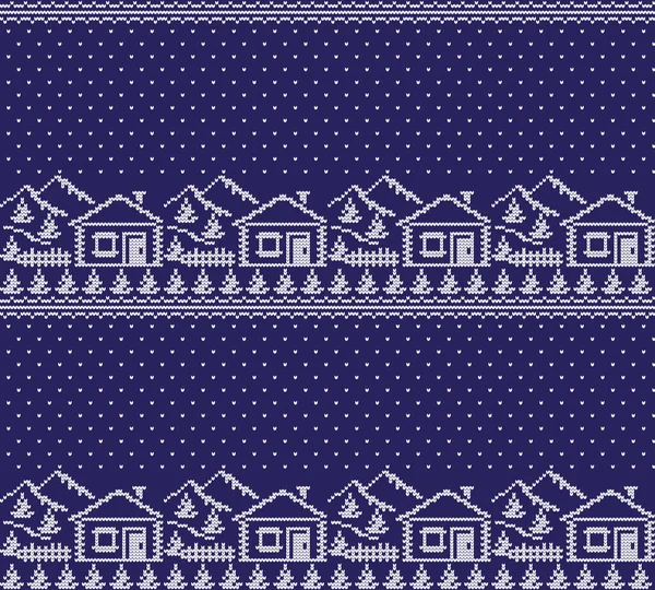 Natale Capodanno inverno senza soluzione di continuità modello pixel norvegese festivo - Stile scandinavo — Vettoriale Stock