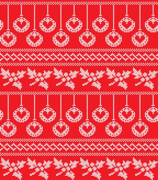 Inverno Festivo Natal Tricotado Padrão Malha 2018 — Vetor de Stock