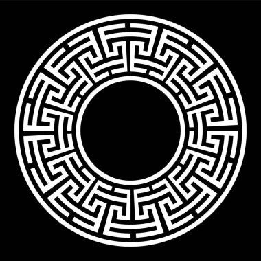 Dekoratif yuvarlak çerçeve. Soyut vektör geometrik ornamentd. Vektör çizim.