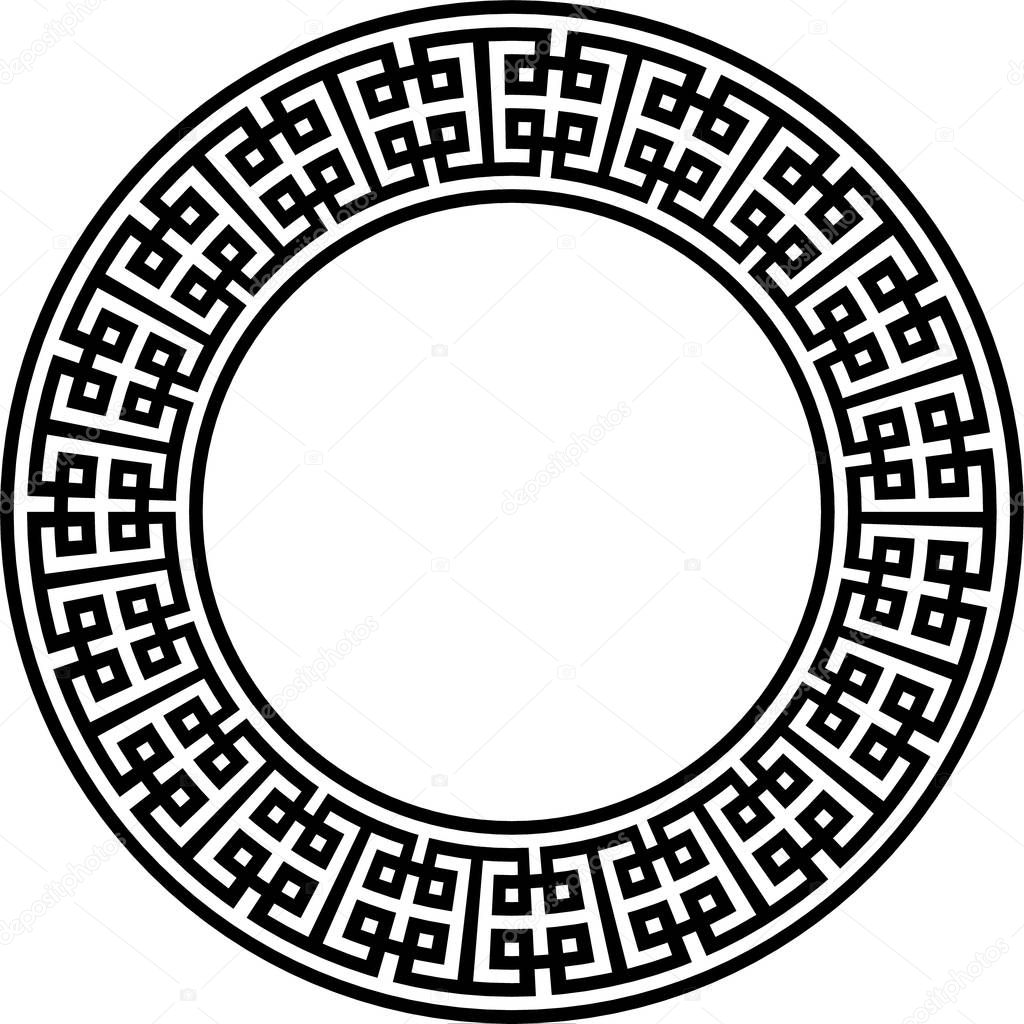 Decorative round frame. Abstract vector geometric ornamentd. Vector illustration.