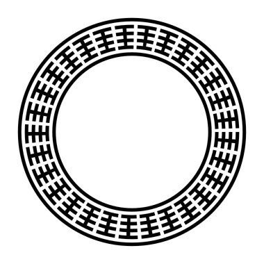 Dekoratif yuvarlak çerçeve. Beyaz bir arka plan üzerinde siyah renkli geometrik süsleme tasarlamak vektör. Siyah bir zemin üzerine beyaz siyah renkli geometrik süsleme tasarlamak vektör. Vektör çizim