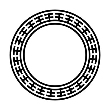 Dekoratif yuvarlak çerçeve. Beyaz bir arka plan üzerinde siyah renkli geometrik süsleme tasarlamak vektör. Siyah bir zemin üzerine beyaz siyah renkli geometrik süsleme tasarlamak vektör. Vektör çizim