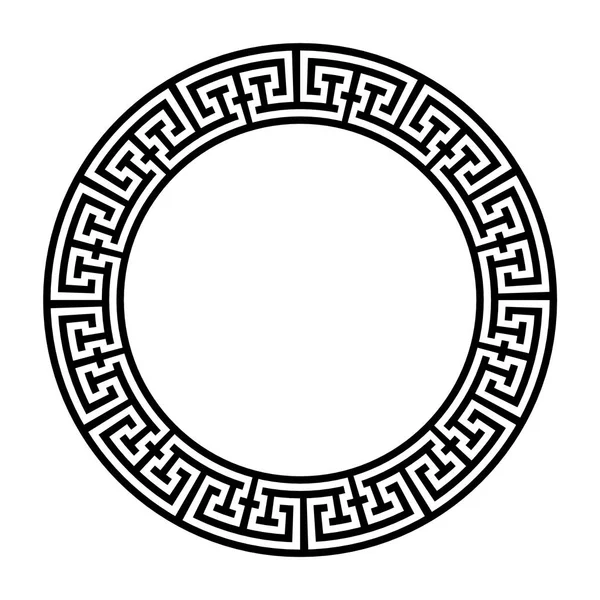 Декоративная Круглая Рамка Абстрактный Векторный Геометрический Орнамент Черного Цвета Белом — стоковый вектор