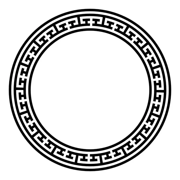 Декоративная Круглая Рамка Абстрактный Векторный Геометрический Орнамент Черного Цвета Белом — стоковый вектор