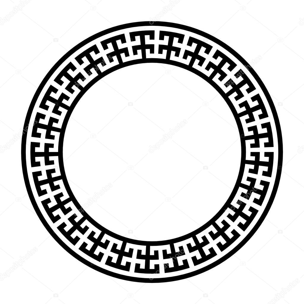 Decorative round frame. Abstract vector geometric ornament in black color on a white background. Abstract vector geometric ornament in white black color on a black background. Vector illustration