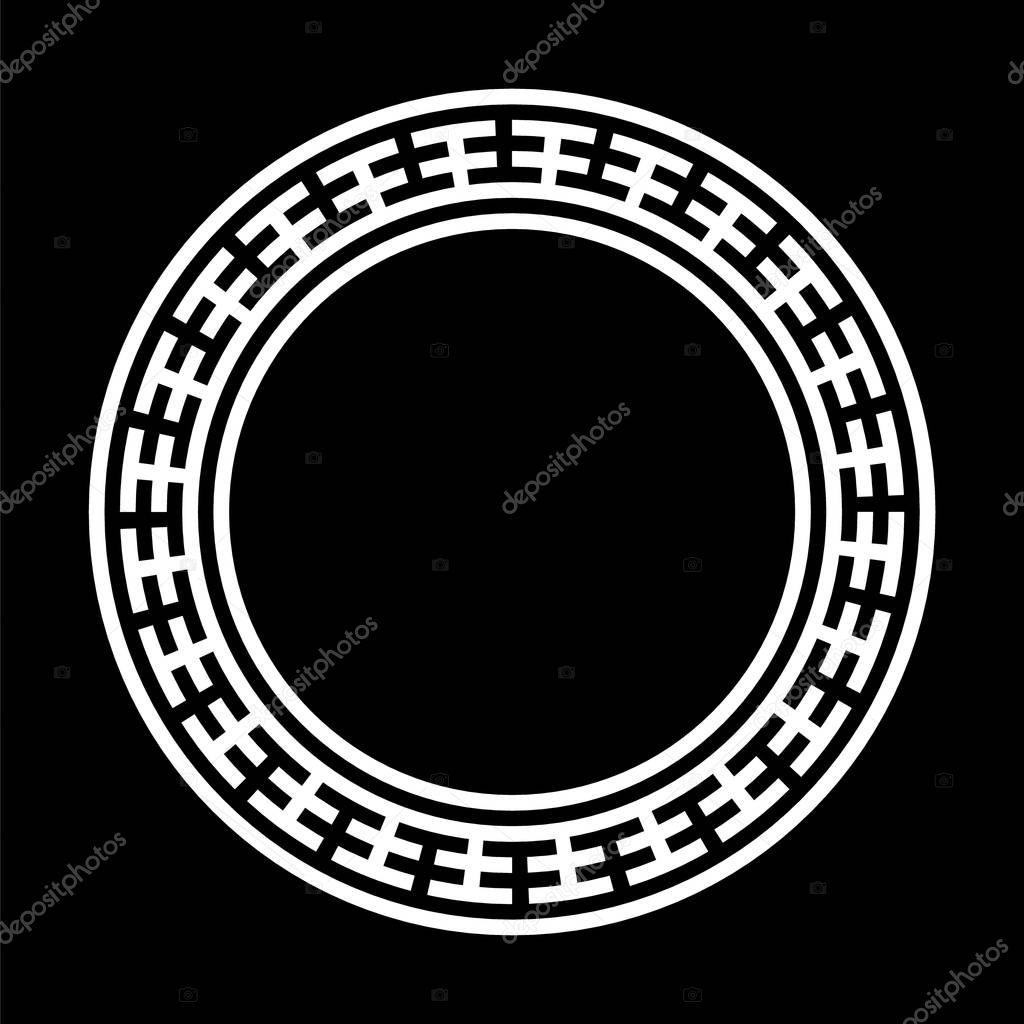 Decorative round frame. Abstract vector geometric ornament in black color on a white background. Abstract vector geometric ornament in white black color on a black background. Vector illustration