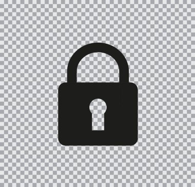 Şeffaf arkaplanda vektör düz kilit simgesi