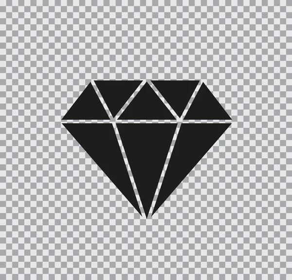 Vector icoon diamant zwart op transparante achtergrond — Stockvector