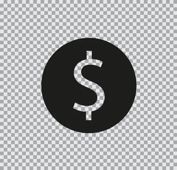 Vector Dollar icoon zwart op transparante achtergrond — Stockvector