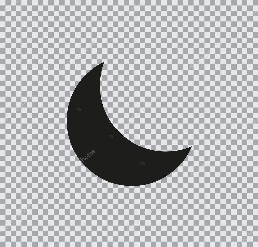 Vector flat icon of moon black on transparent background
