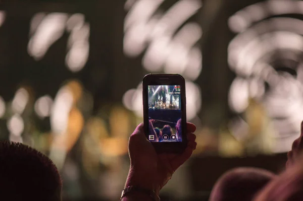 Videoinspelning Konserten Smartphone — Stockfoto