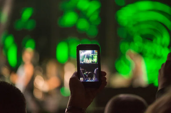 Videoinspelning Konserten Smartphone — Stockfoto