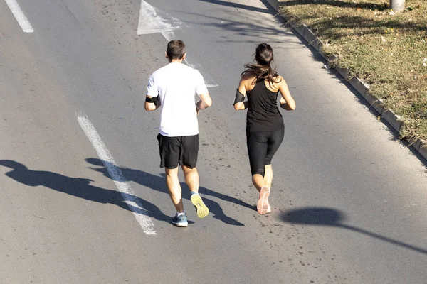 Marathonlauf Der Stadt — Stockfoto