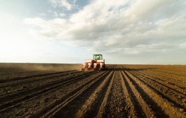  Çiftçi ile tarım alanı soya bitkileri tohum traktör